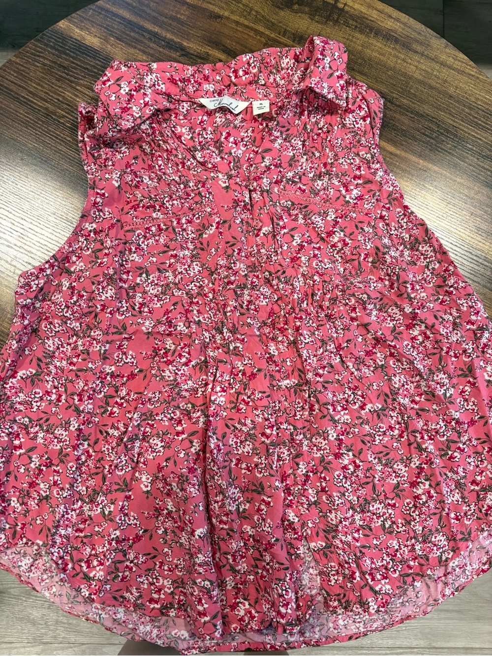 Caffe Marrahkesh Pink Floral Sleeveless Button-Front Camisole